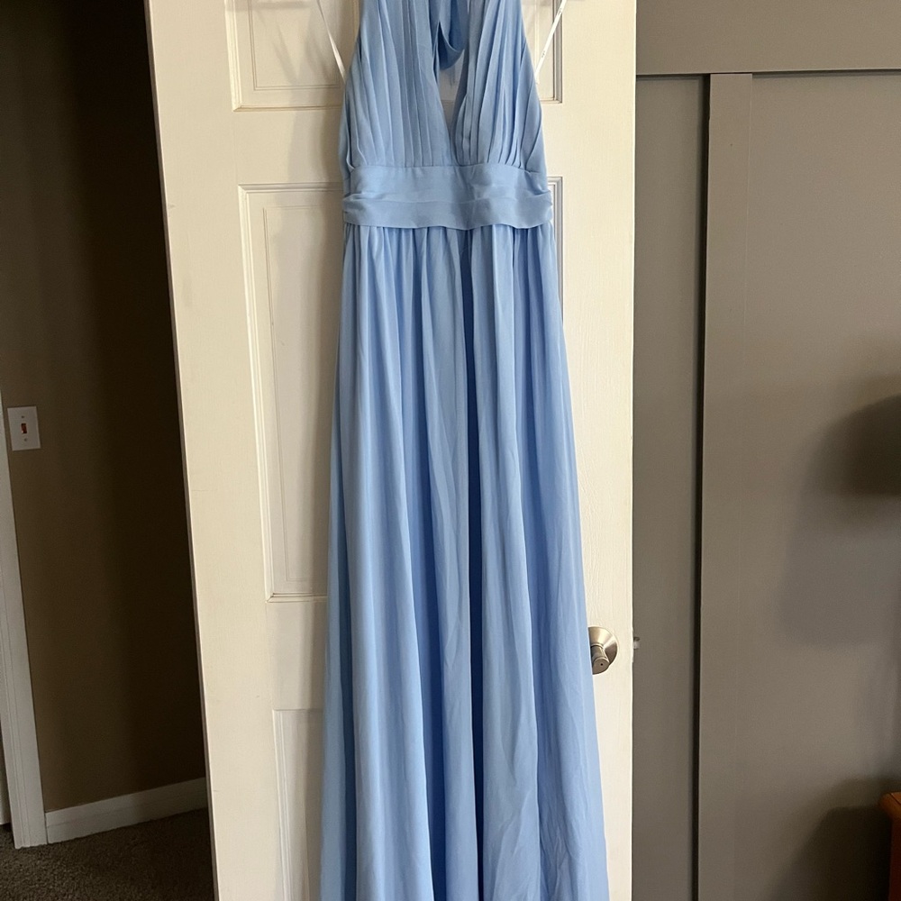 Lulu's Light Blue Halter Maxi Dress